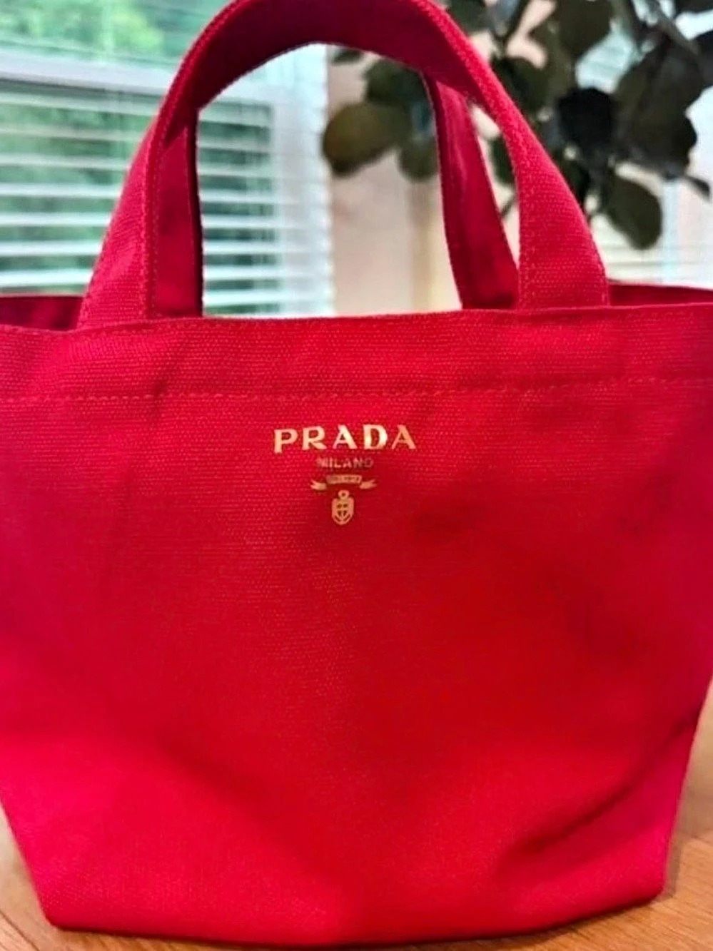 Prada Red Canvas Tote